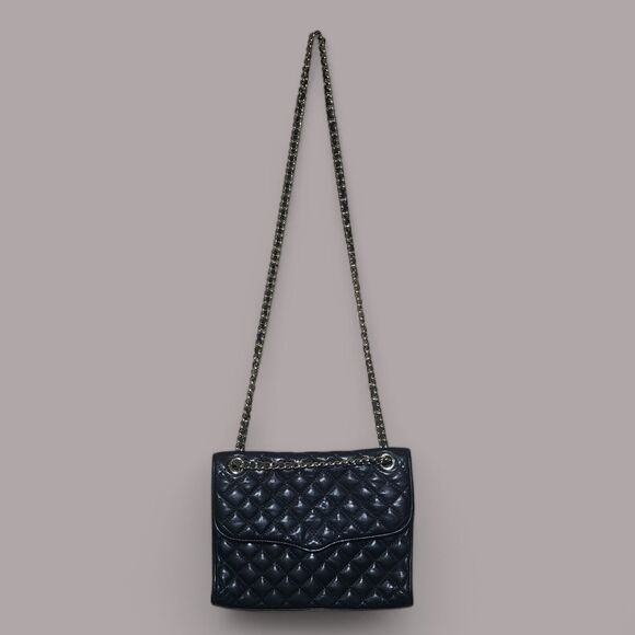 Rebecca Minkoff Black Quilted Leather Handbag Crossbody Shoulder Bag Gold Chain - Picture 4 of 16